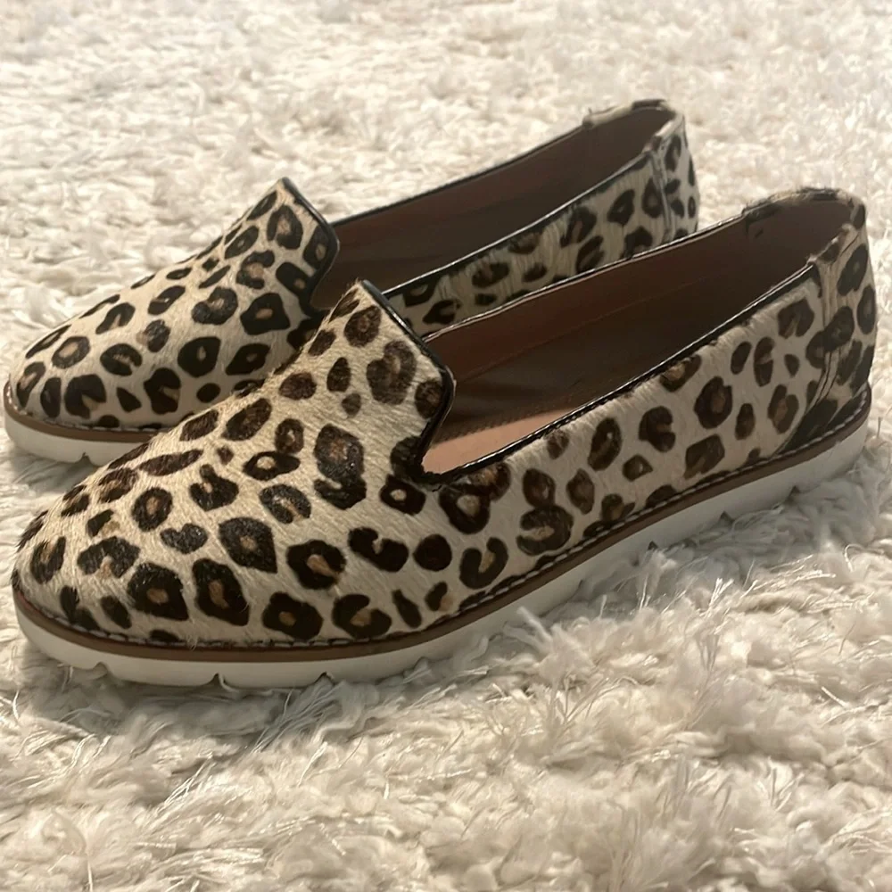Myra Bag Women’s Slip On Sneakers Size 9 Leopard AIRY CASUAL Genuine Cowhide